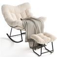thumbnail image 1 of Huisuilinss Papasan Rocking Chair,Outdoor Oversized Rocking Chair With Footrest,Patio Lounge Chair With Ottoman,Metal Frame Comfy Egg Rocker For Balcony Backyard Porch Bedroom, 1 of 7