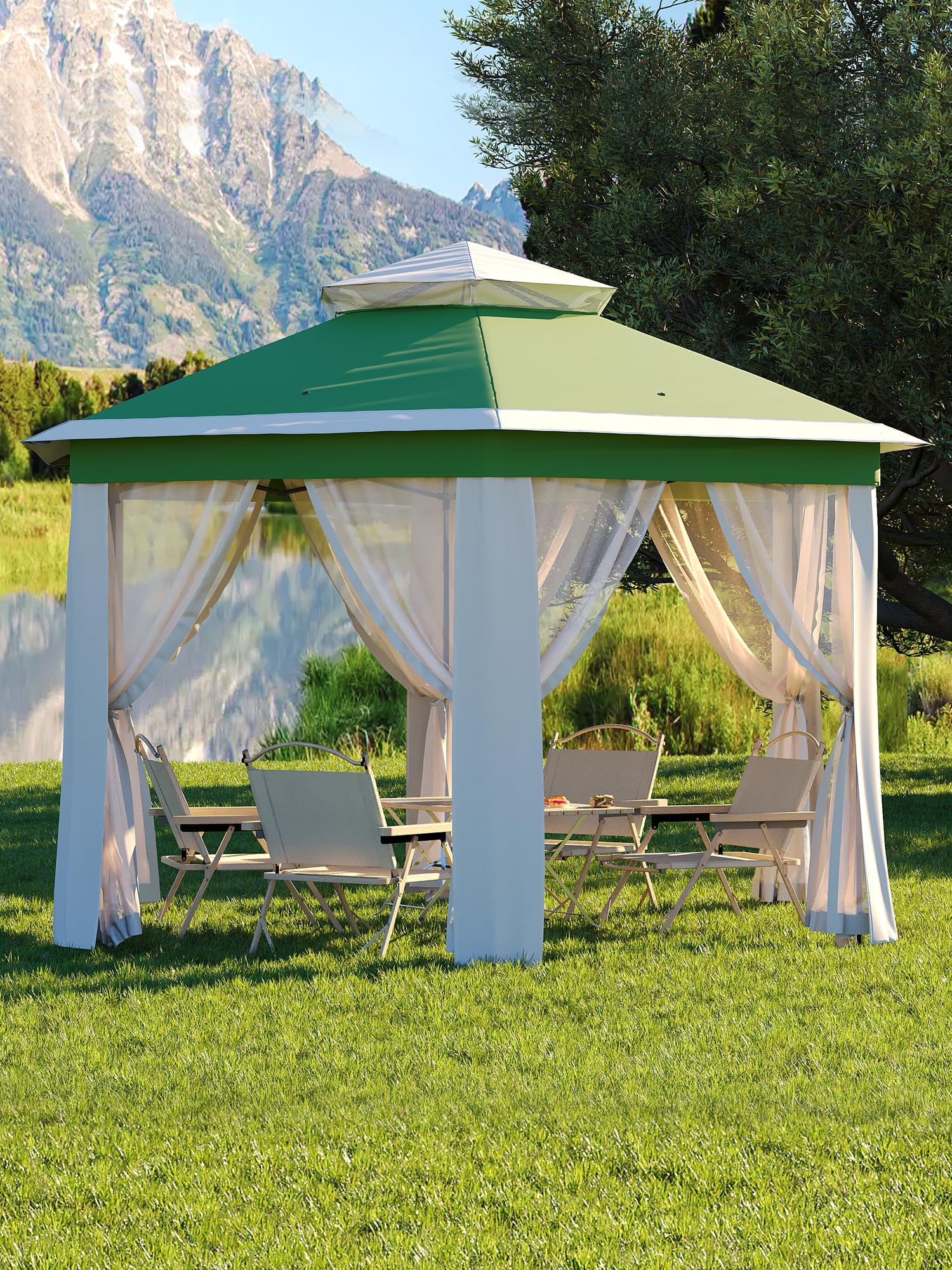 Outside Canapi Huisuilinss Pop Up Canopy Gazebo 13x13FT,6 Sided Outside Canopy Tent ...