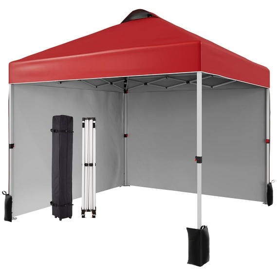 Huisuilinss Pop Up Canopy Tent,10x10 FT Canopy Tent,Portable Beach Tent,Outdoor Sun Shelter With 2 Sidewalls,Vented Roof,Wheeled Carry Bag And Sandbag For Events Camping Picnic Party