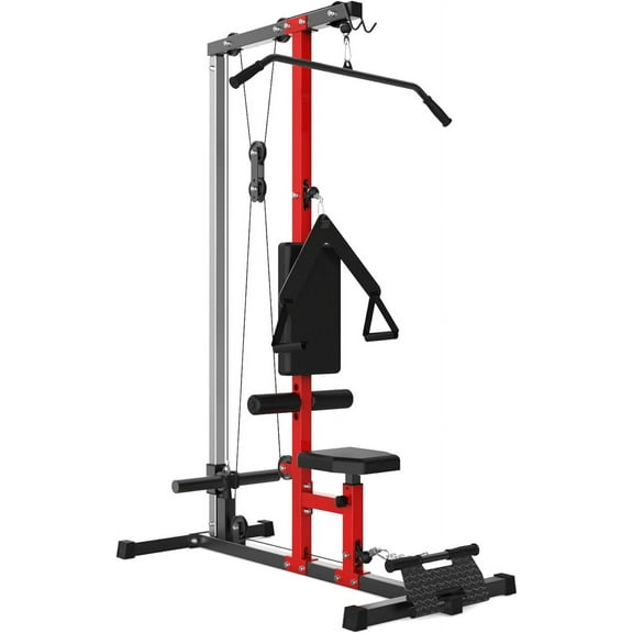 Huisuilinss Pull Down Machines, Cable Machine,LAT Row Cable Machine,High & Low Pulley Stations,Heavy Duty Back Workout Machine with Leg Support for Home Gym Body Training