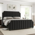 thumbnail image 1 of Huisuilinss Queen Bed Frame,Upholstered Platform Bed Frame,Velvet King Size Bed Frame With Nailhead Trim Headboard & Footboard,No Box Spring Needed,Noise Free,Wooden Slats, 1 of 9