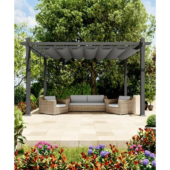Huisuilinss Retractable Pergola,Aluminum Pergola,Outdoor Pergola,Metal Patio Pergola With Adjustable Canopy,Reinforced Frame Sun Shade Shelter For Backyard Porch Lawn Deck Garden