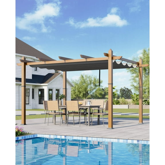 Huisuilinss Retractable Pergola,Aluminum Pergola,Outdoor Pergola,Metal Patio Pergola With Adjustable Canopy,Reinforced Frame Sun Shade Shelter For Backyard Porch Lawn Deck Garden