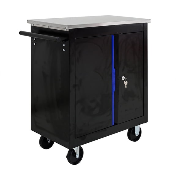 Huisuilinss Rolling Tool Chest,Tool Cart With 2 Drawers,Rolling Tool Storage Cabinet,Handle & Stainless Steel Countertop, 4 Wheels With 2 Parking Brakes, Lockable Tool Storage Cabinet