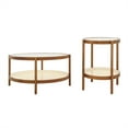 thumbnail image 1 of Huisuilinss Round Coffee Table Set of 2, Farmhouse Nesting Rattan Style Circular Wooden Stacking Accent Coffee Tables Wooden Frame for Apartment Living, 1 of 9