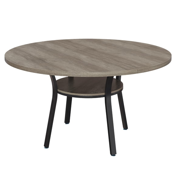 Huisuilinss Round Dining Table For 4-6 People,47" Farmhouse Circle Kitchen Table,Modern Round Dining Room Table,Round Dinner Table With Storage Shelf For Kitchen Living Room (Table Only)