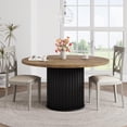 thumbnail image 1 of Huisuilinss Round Dining Table For 4-6 People,47" Farmhouse Dining Table,Circle Kitchen Table With Sturdy Waveform Metal Pedestal Base,Wood Dinner Table For Dining Living Room Kitchen(Table Only), 1 of 9