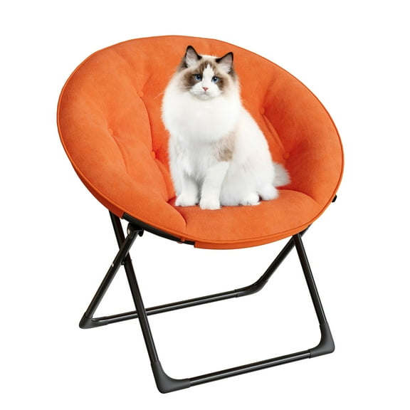 Huisuilinss Saucer Chair,Folding Moon Chair,Folding Chair With Metal Frame,Oversized Foldable Circle Chair,Non-Slip Plush Lounge Chair For  Bedroom Dorm Living Room Apartment