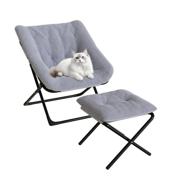 Huisuilinss Saucer Chair With Ottoman,Folding Lounge Chair,Plush Comfy Reading Chair With Non-Slip Base,Foldable Accent Chair,Living Room Chair With Footstool For Bedroom Dorm Apartment