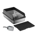 thumbnail image 1 of Huisuilinss Stainless Steel Litter Box,Deep Metal Cat Litter Box,Large Litter Box With Sifter Scoop & Double Layer Mat,Non-Stick,Easy to Clean,Easy Odor Control, 1 of 6