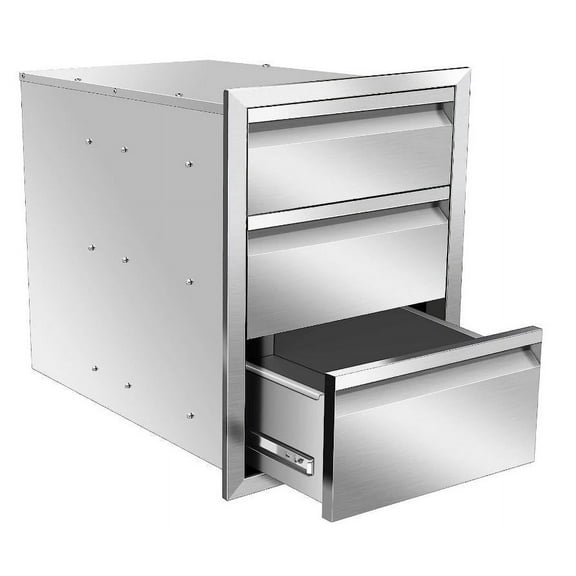 Huisuilinss Stainless Steel Outdoor Kitchen Drawers,BBQ Drawers Stainless Steel Triple Access BBQ Drawers with Flush Mount Handle,16 x 21 x 23 Inch