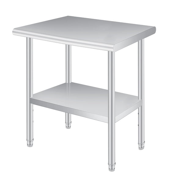 Huisuilinss Stainless Steel Prep Table,Commercial Work Table,Kitchen Worktable With Rounded-Corner,Adjustable Undershelf For Home Restaurant Hotel Garage Laundry Garden Outdoor