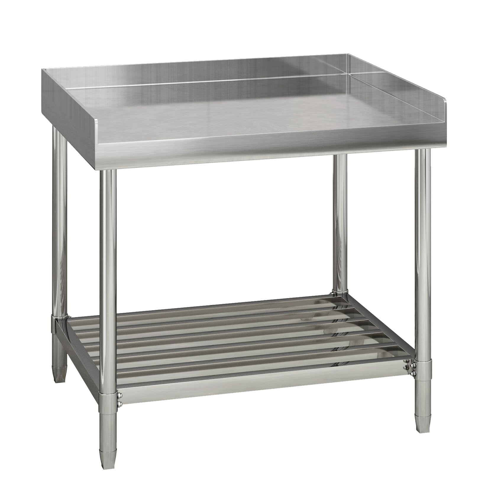 Huisuilinss Stainless Steel Table With Backsplash,Stainless Steel Prep Table For Kitchen,Commercial Prep & Work Table With Adjustable Undershelf For Restaurant Hotel Home Gardens Garages