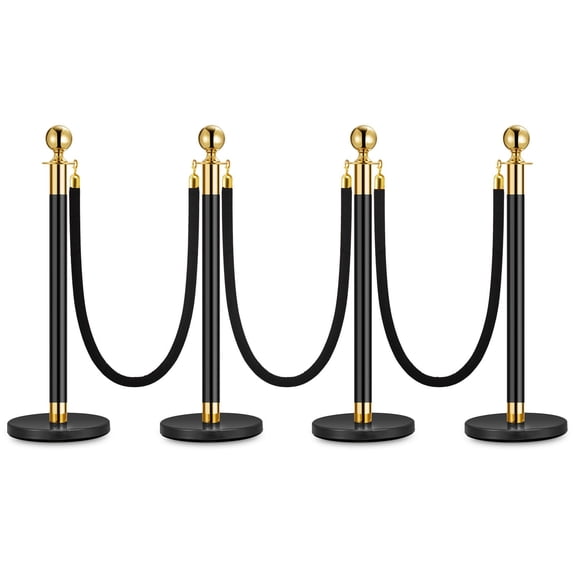 Huisuilinss Stanchion Post,Stainless Steel Crowd Control Barriers,Red Carpet Ropes And Pole,Safety Barriers With 5 Ft Black Velvet Rope For Theaters Parties Wedding Museums Exhibition