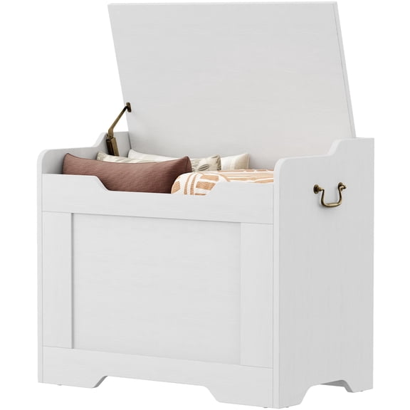 Huisuilinss Storage Bench,24.8” Retro Wooden Storage Chest with U-Shaped Cut-Out Pull, Safety Hinge, Supports 350 lb and Easy Assembly for Toy Box Organizer