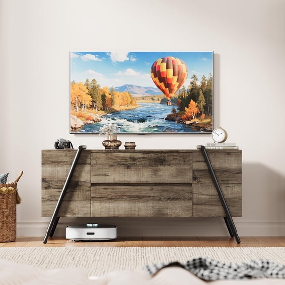 Huisuilinss TV Stand For 50-65 Inch TV,Entertainment Center,Wood TV Console With Adjustable Shelf,2 Drawers,Metal Feet,Mid Century Vintage Media Console For Living Room Bedroom