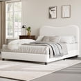 thumbnail image 1 of Huisuilinss Twin Bed Frame With Upholstered Headboard,Full Size Low Profile Platform Bed With Soft Boucle Fabric,Wooden Slats,Noise Free,No Box Spring Needed,Queen Size Bed Frame, 1 of 8