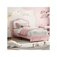 thumbnail image 1 of Huisuilinss Upholstered Twin Bed Frame With Storage Drawer,Cute Velvet Platform Bed,LED Bed Frame Full With Headboard,No Box Spring Needed,Wooden Slats,Noise Free, 1 of 5