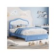 thumbnail image 1 of Huisuilinss Upholstered Twin Bed Frame With Storage Drawer,Cute Velvet Platform Bed,LED Bed Frame Full With Headboard,No Box Spring Needed,Wooden Slats,Noise Free, 1 of 5