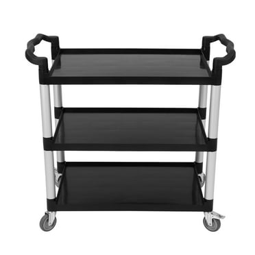 Huisuilinss Utility Cart,3-Tier Service Cart,Plastic Rolling Cart,Food Cart Push Cart With Lockable Wheels,360 Lbs Capacity For Foodservice Restaurant Cleaning Warehouse Office Home