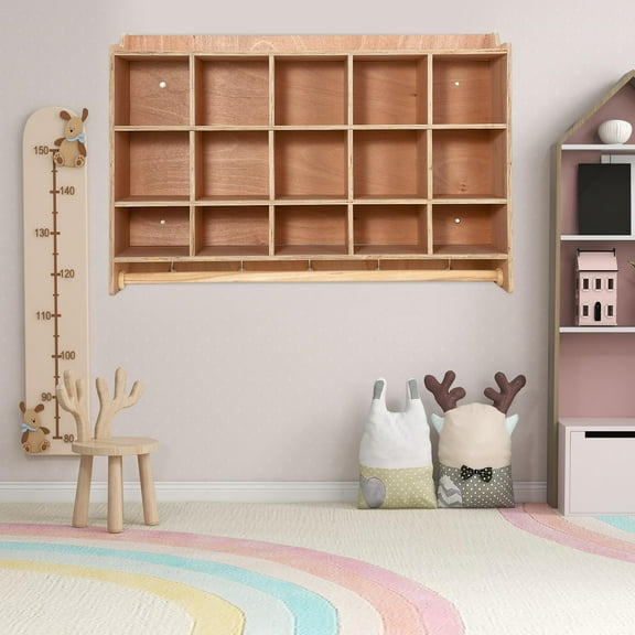 Huisuilinss Wall Locker,Cubby Storage Organizer,Daycare Shelves With 10/15 Cubbies,Hooks Qnd Shelf,Hanging Wall Mount For Home School Nursery Kindergarten