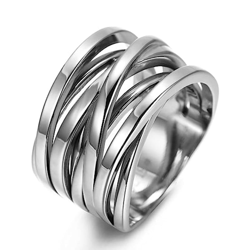 Huitan Hot Metal Finger Rings for Women Modern Fashion Girl Wide Rings ...