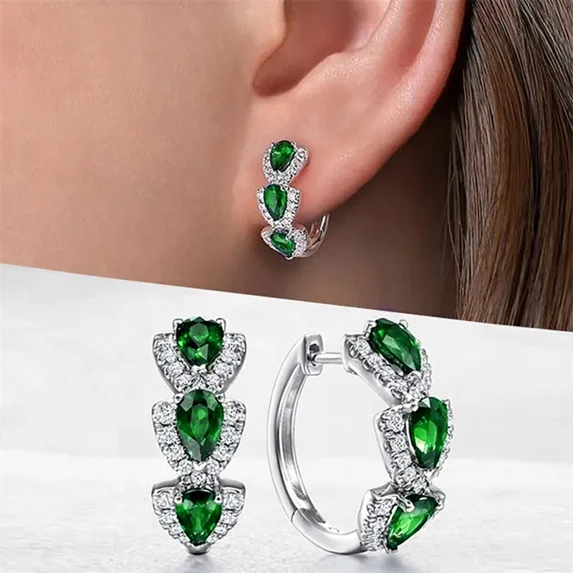 Huitan Luxury Blue Cubic Zirconia Earrings for Women Elegant Wedding Party Accessories Anniversary Gift Jewelry New E2795