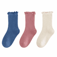 thumbnail image 1 of Huiway 3 Pairs Toddler Girls Ruffle Socks Kids Cute Frilly Solid Color Long Socks Soft Knit Mid Tube Socks, 1 of 9