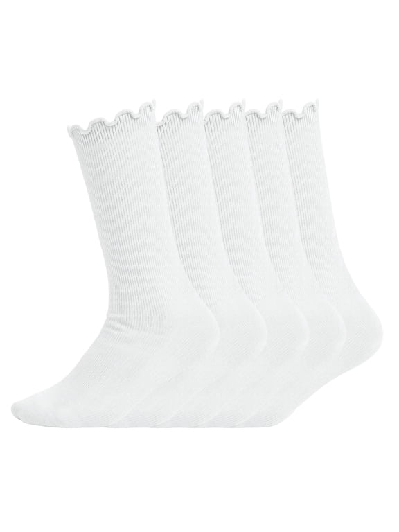 5Pairs Ruffle Socks Girls Cute Frilly Socks Child Casual Knit Crew Sock MultiColor