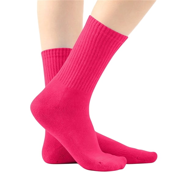 Huiway Kids Girls Boys Mid Calf Crew Socks Solid Color Ribbed Knit Socks Classic Athletic Running Socks