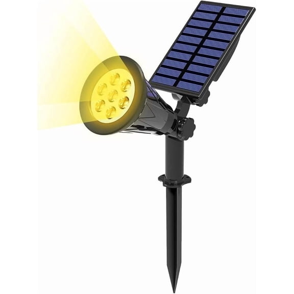 Huiyi 1 Pcs 7 LED Outdoor Solar Spotlights, Waterproof Solar Powered Security Light Landscape Light Auto on/Off In-ground/Wall Light for Garden Patio Driveway Pond Deck