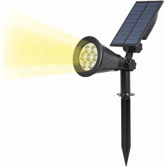 Huiyi 1 Pcs 7 LED Outdoor Solar Spotlights, Waterproof Solar Powered Security Light Landscape Light Auto on/Off In-ground/Wall Light for Garden Patio Driveway Pond Deck