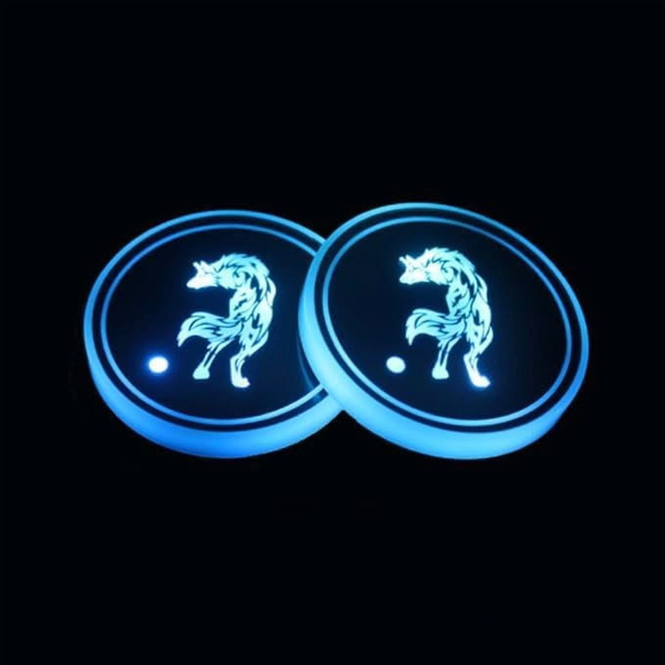 Huiyi 2pcs LED Car Coasters, Car Cup Holder Insert,LED Cup Pad Holder RGB 7 Colors Changing Lights USB Car Cup Coasters for Car Accessories (E)