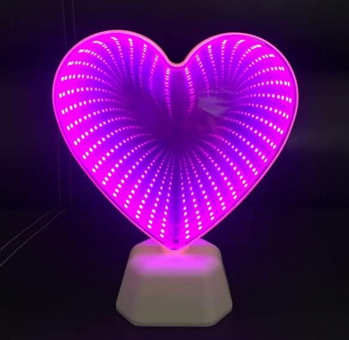 Huiyi 3D Mirror Night Light, Tunnel Light 3D Mirror Light,Infinity Mirror Tunnel Light, LED Mirror Tunnel Night Light for Bedroom/Party/Home Decor (Red Heart)