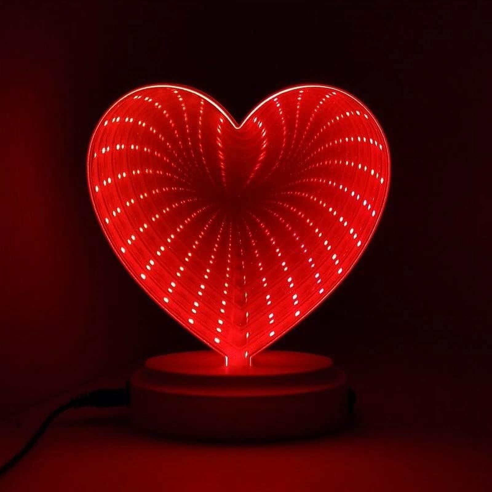 Huiyi 3D Mirror Night Light, Tunnel Light 3D Mirror Light,Infinity Mirror Tunnel Light, LED Mirror Tunnel Night Light for Bedroom/Party/Home Decor (Red Heart)