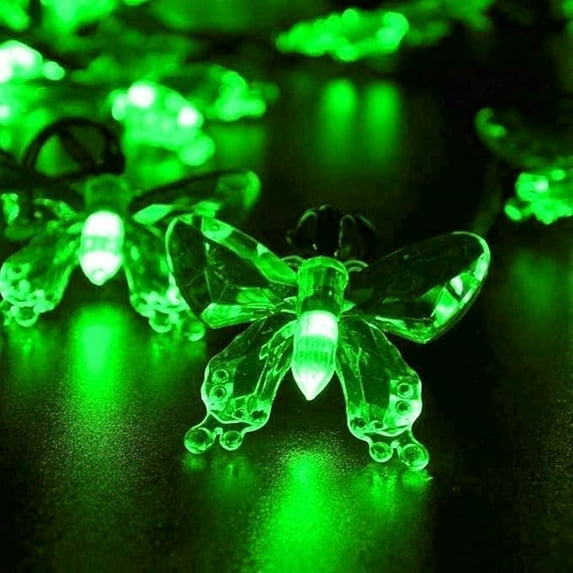 Huiyi Butterfly String Lights, 5m 20LED Outdoor Solar Powered String Light 8Mode Indoor for Lighting for Lawn Patio Wedding Party Decor