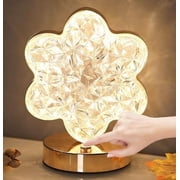 Huiyi Crystal Moon Led Touch Control Table Lamp, LEDBedside Lamps 3-Color Changing Touch Control Bedside USB Rechargeable Bedside Lamp