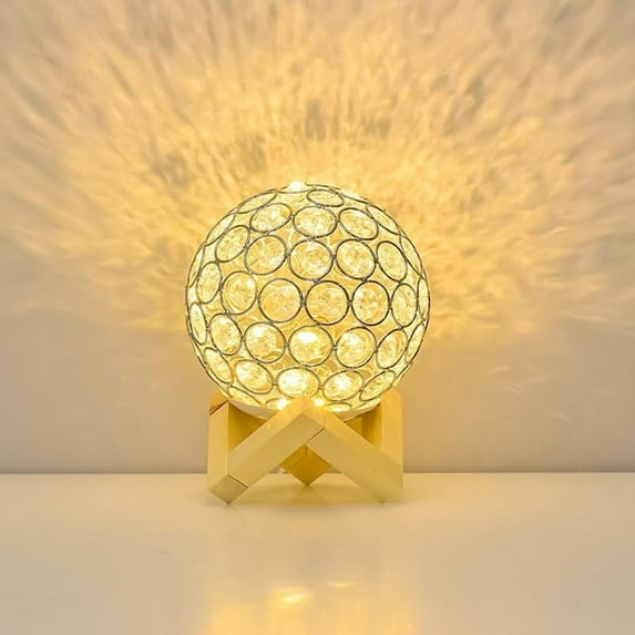Huiyi Crystal USB Table Lamp,Crystal Ball Dimmable Modern Night Light for Modern for Bedroom Room Decor Wall Light Gift