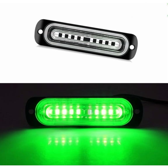 Huiyi Emergency Strobe Lights, LED Ultra Slim 4Pack 10LED Warning Light Green Surface Mounting Mount Strobe Flashing Light