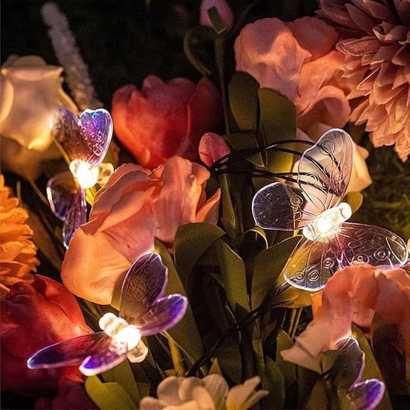 Huiyi LED Butterfly String Lights, 6.5m 30LEDOutdoor Solar Powered String Light Waterproof 8 Mode Indoor for Lighting for Lawn Patio Wedding Party Decor