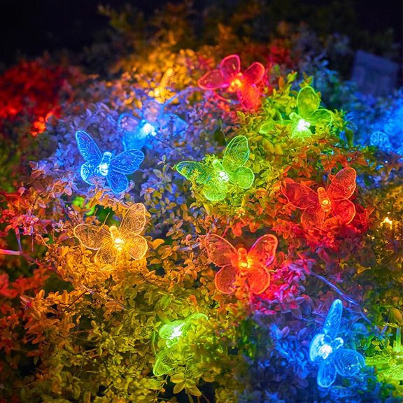 Huiyi LED Butterfly String Lights, 6.5m 30LEDOutdoor Solar Powered String Light Waterproof 8 Mode Indoor for Lighting for Lawn Patio Wedding Party Decor