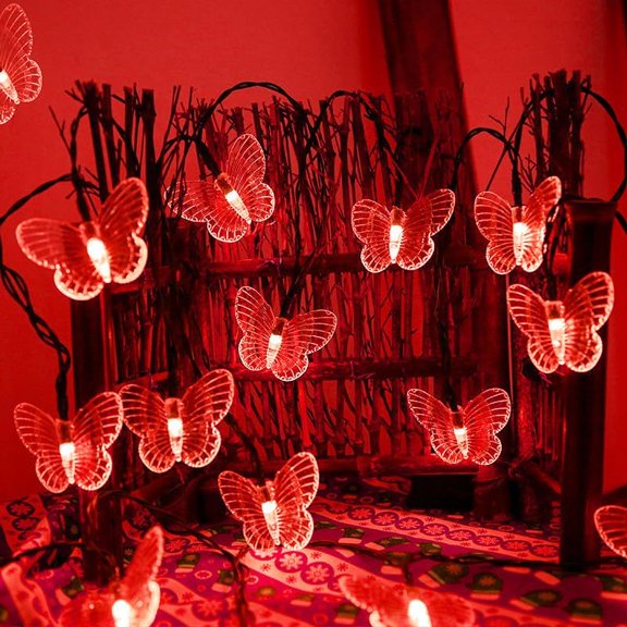 Huiyi LED Butterfly String Lights, 6m 30LED Outdoor Solar Powered String Light 8Mode Indoor for Lighting for Lawn Patio Wedding Party Decor