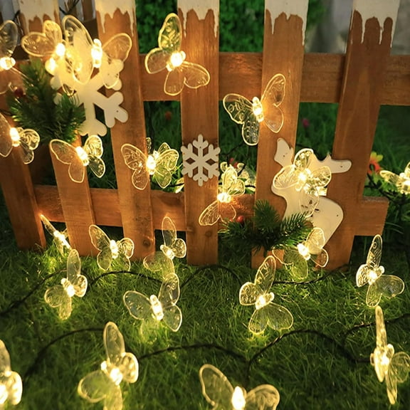 Huiyi LED Butterfly String Lights, Outdoor Solar Powered String Light Waterproof 8 Mode Indoor for Lighting for Lawn Patio Wedding Party Decor