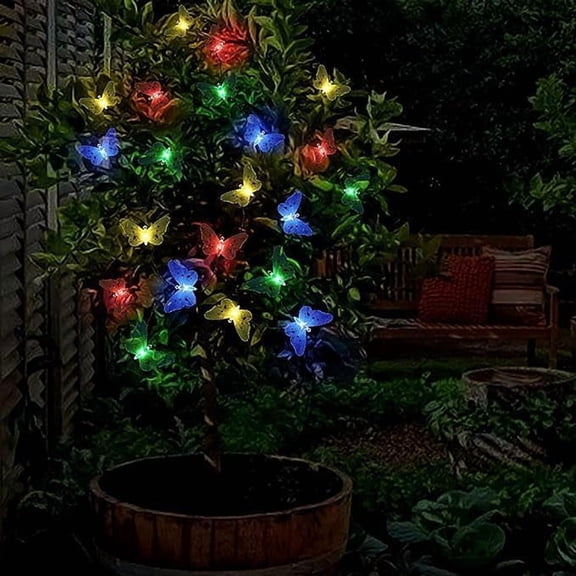 Huiyi LED Butterfly String Lights, Waterproof Fiber Optic Butterfly Solar Lights 8 Modes Decorative Lighting for Yard Tree Home Bedroom Party Window Patio Pathway