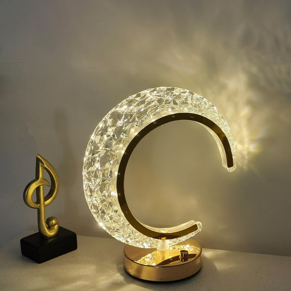 Huiyi LED Moon Light Crystal Night Light, LEDBedside Lamps 3-Color Changing Touch Control Bedside Lamp USB Rechargeable Bedside Lamp