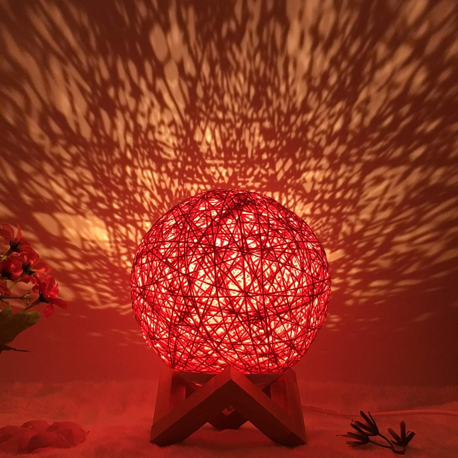 Led Rattan Light Huiyi LED Rattan Ball Night Light, Bracket Seat Dimmable Night Lights ...