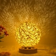 thumbnail image 1 of Huiyi LED Rattan Ball Table Light, Round Base Dimmable Night Lights Wooden Rattan LED Table Lamp with USB Cable Atmosphere Night Light for Living Room, 1 of 7