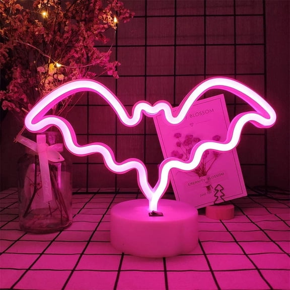 Huiyi Neon Light Base, Beast Head Lights Neon Signs - Beast Head Neon Light for Bedroom,Tabletop Decor - Battery/USB Powered Pink LED Beast Head Light