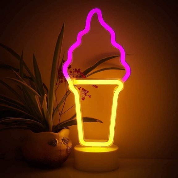 Huiyi Neon Light Base, Cherry Lights Neon Signs - Cherry Neon Light for Bedroom,Tabletop Decor - Battery/USB Powered Colour LED Cherry Light