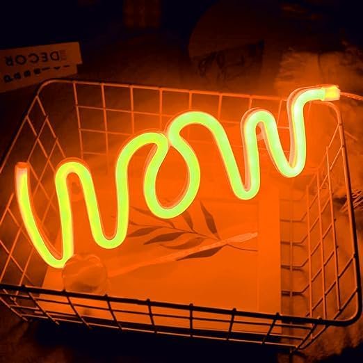 Huiyi Neon Sign, Wow Led Neon Light Wall Light Led Wall Decor,USB Powered Wow Neon Lights Decor Birthday Party Living Room Wedding Party Decor